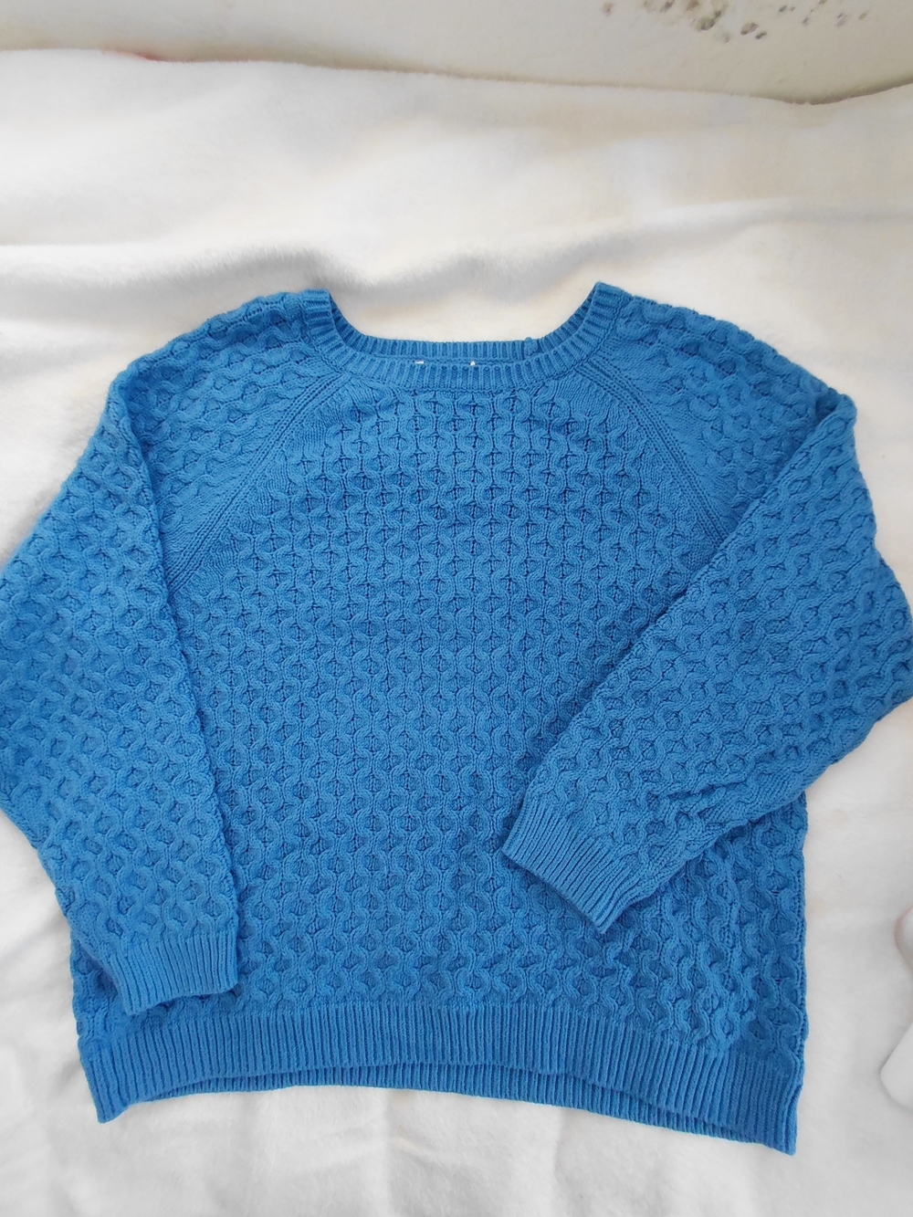 Blue Cable Knit Women's Sweater Lg
